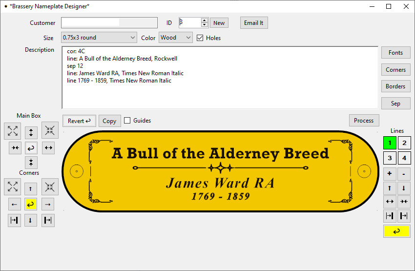 Brassery Nameplate Designer application
