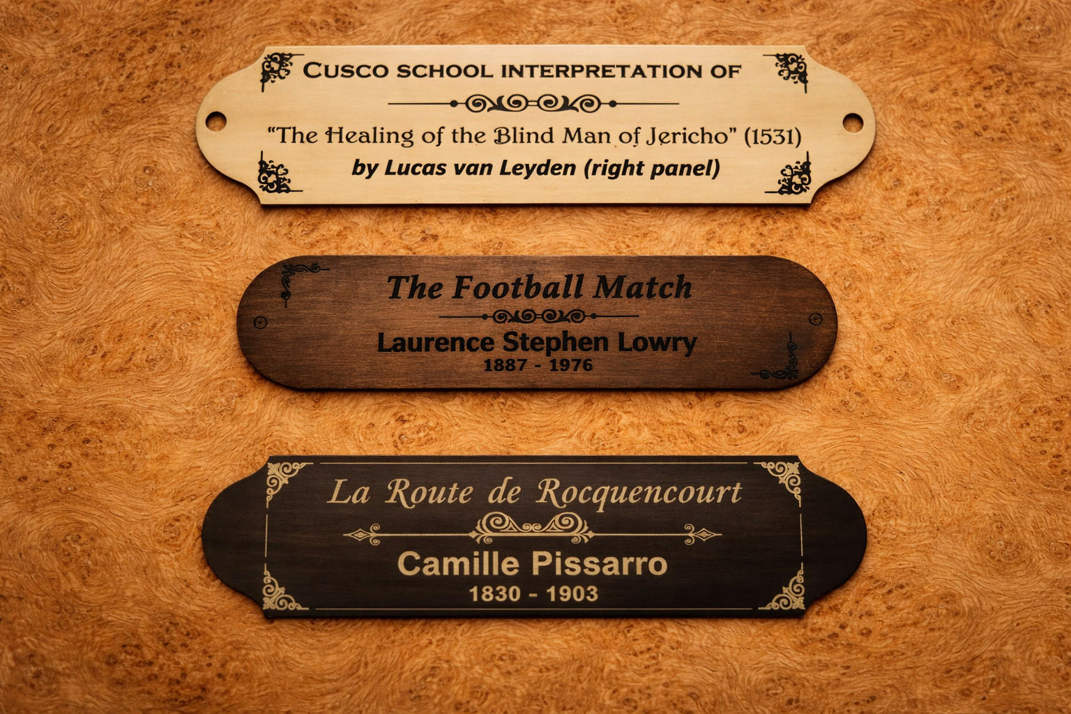 Brassery nameplate samples